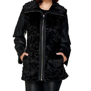 Dennis Basso Faux Fur Jacket with Zip Off Sleeves